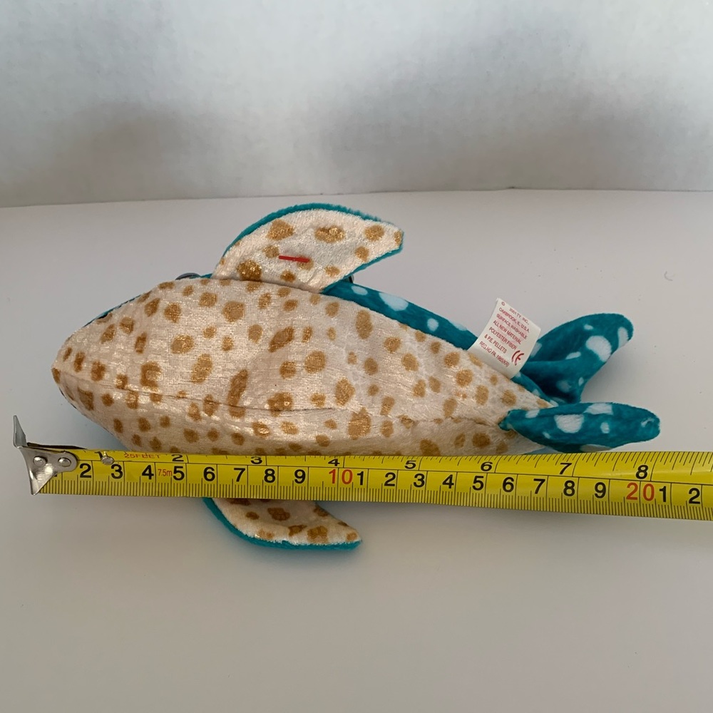 NWT Beanie Baby Ty Poseidon Whale 2000 Retired Vintage Ocean Blue Tan Polka Dots - Picture 12 of 15